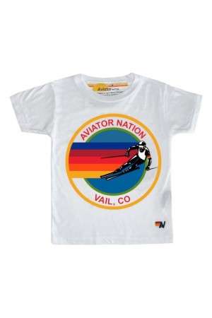 Camiseta Aviator Nation Vail Niños White | 91GJETPDK