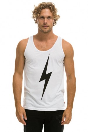 Camiseta sin Manga Aviator Nation Bolt Hombre White | 73OTFNHAI