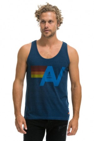 Camiseta sin Manga Aviator Nation Logo Hombre Navy | 73MHDALXR