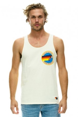 Camiseta sin Manga Aviator Nation Manhattan Beach Hombre White | 73VRZHBPI