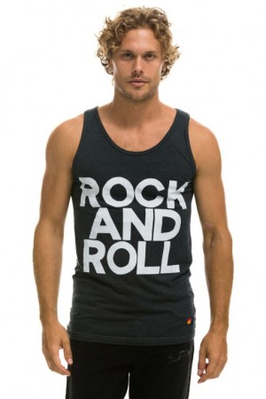 Camiseta sin Manga Aviator Nation Rock And Roll Hombre Grey | 73LZTKRIW