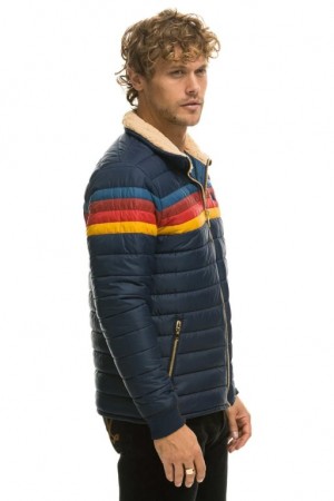 Chaquetas Aviator Nation 4 Stripe Hombre Navy | 67EJUTRGQ