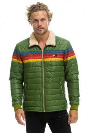 Chaquetas Aviator Nation 4 Stripe Hombre Green | 67FOXZGJR