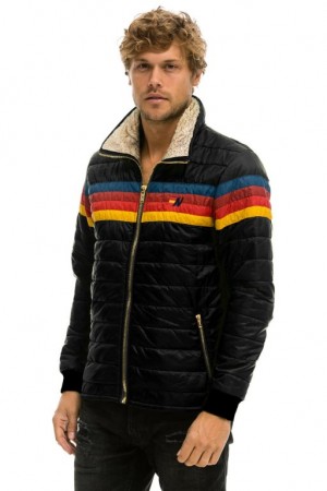Chaquetas Aviator Nation 4 Stripe Hombre Black | 67GPTEIHL