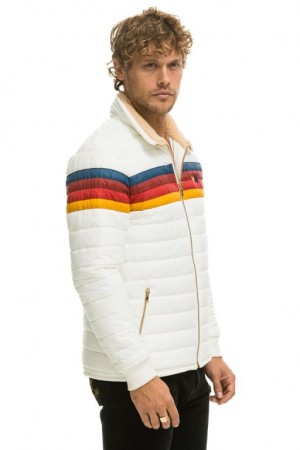 Chaquetas Aviator Nation 4 Stripe Hombre White | 67MUIBHYL
