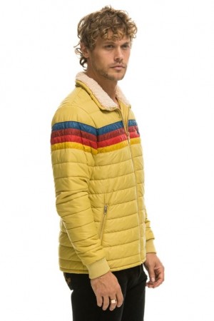 Chaquetas Aviator Nation 4 Stripe Hombre Khaki | 67RGVTWYL