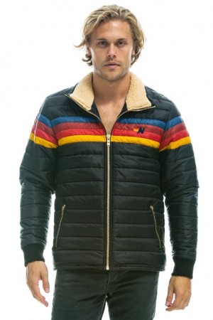 Chaquetas Aviator Nation 4 Stripe Hombre Black | 67SYPARCX