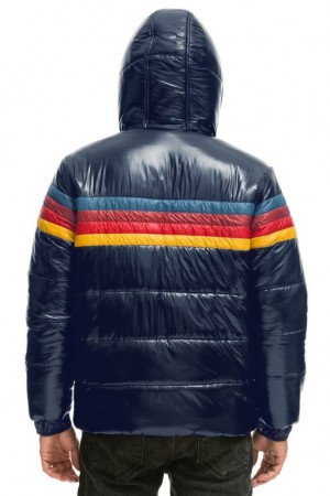 Chaquetas Aviator Nation 4 Stripe Luxe Trekker Hombre Navy | 65OHDZWUC