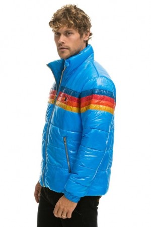 Chaquetas Aviator Nation 4 Stripe Luxe Traveler Hombre Blue | 65ZGTKWRC