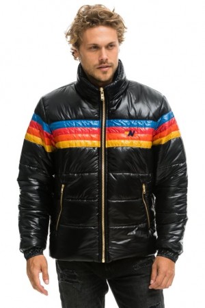 Chaquetas Aviator Nation 4 Stripe Luxe Traveler Hombre Black | 67BRKFEGP