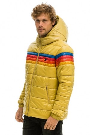 Chaquetas Aviator Nation 4 Stripe Luxe Trekker Hombre Khaki | 67KSIPGTD