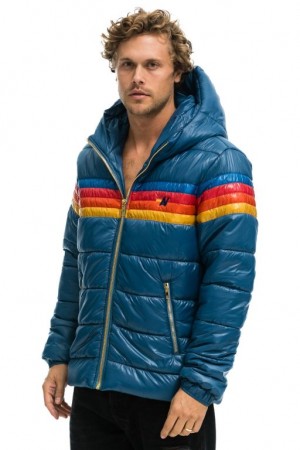 Chaquetas Aviator Nation 4 Stripe Luxe Trekker Hombre Deep Blue | 67KYHFCBW