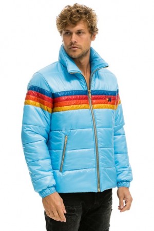 Chaquetas Aviator Nation 4 Stripe Luxe Traveler Hombre Blue | 67LUKXWRF