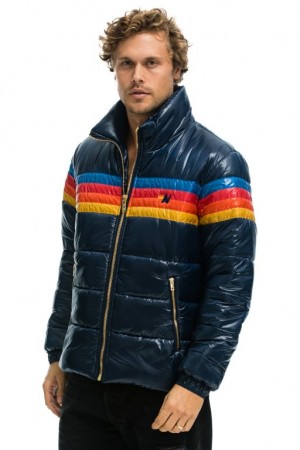 Chaquetas Aviator Nation 4 Stripe Luxe Traveler Hombre Deep Blue | 67TCGLBDR