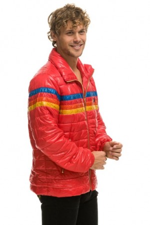 Chaquetas Aviator Nation 4 Stripe Traveler Hombre Pink | 65WPLAOXR