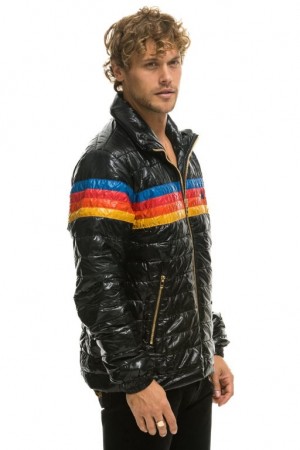 Chaquetas Aviator Nation 4 Stripe Traveler Hombre Black | 67DHLTKMV