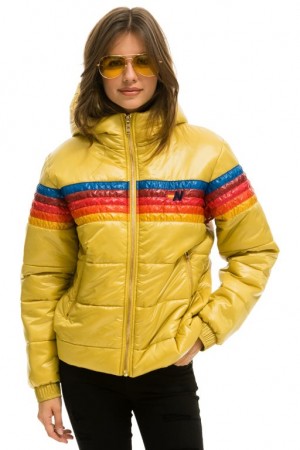 Chaquetas Aviator Nation 5 Stripe Luxe Trekker Mujer Khaki | 14ALUFHKP