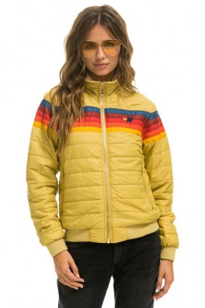 Chaquetas Aviator Nation 5 Stripe Mujer Khaki | 14FPGTCZL