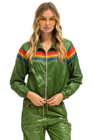Chaquetas Aviator Nation 5 Stripe Mujer Green | 14UENTJYP