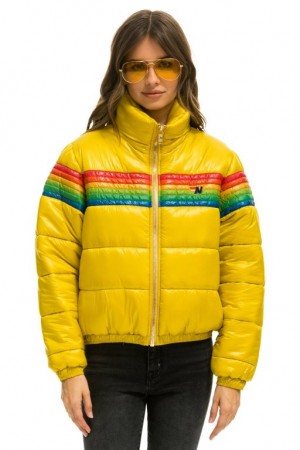 Chaquetas Aviator Nation 6 Stripe Luxe Apres Puffer Mujer Orange | 13MBUOSZJ