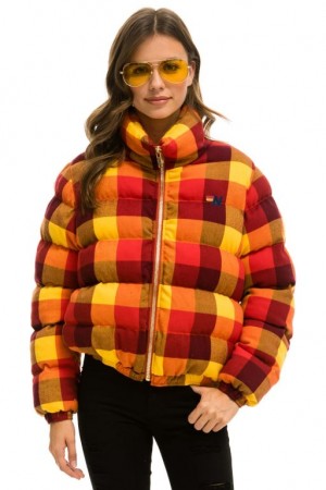Chaquetas Aviator Nation Apres Plaid Puffer Mujer Surfy Plaid | 13ACKOZTJ