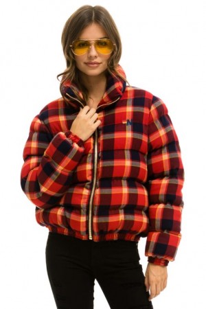 Chaquetas Aviator Nation Apres Plaid Puffer Mujer Rugby Plaid | 13ATMXIZL