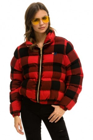 Chaquetas Aviator Nation Apres Plaid Puffer Mujer Buffalo Plaid | 13EAXLNSH