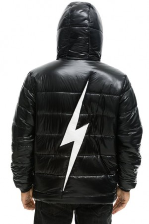 Chaquetas Aviator Nation Bolt Luxe Trekker Hombre Black | 65KTNZDLP