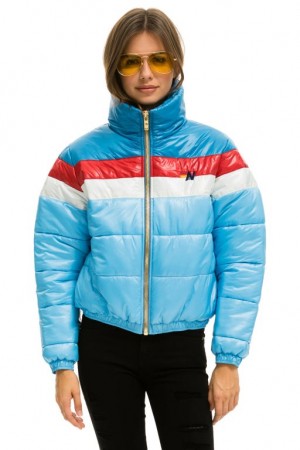 Chaquetas Aviator Nation Color Block Luxe Apres Puffer Mujer Blue | 12FXTBUWD