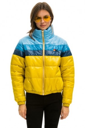 Chaquetas Aviator Nation Color Block Luxe Apres Puffer Mujer Orange | 12IWKADSR