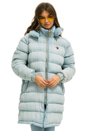 Chaquetas Aviator Nation Denim Puffer Long Trekker Mujer Super Light | 14NMYCGUE