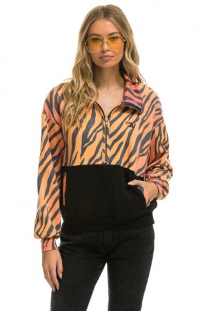 Chaquetas Aviator Nation Fleece Half Zip Color Block Hombre Tiger | 69HEBOSAY