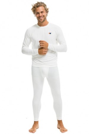 Chaquetas Aviator Nation Micro Modal Base Layer Set Hombre White | 65GEVXULI