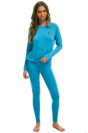 Chaquetas Aviator Nation Micro Modal Base Layer Set Mujer Ocean | 12EKGCFPL
