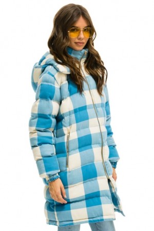 Chaquetas Aviator Nation Plaid Long Trekker Hombre Blue | 69GVMXJYB