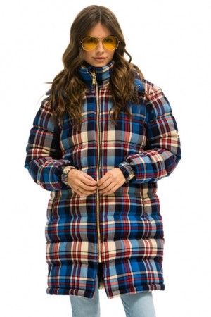 Chaquetas Aviator Nation Plaid Long Trekker Mujer Patriot Plaid | 10CQFTIMA