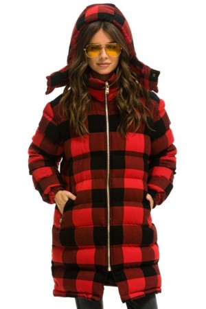 Chaquetas Aviator Nation Plaid Long Trekker Mujer Buffalo Plaid | 10FJWQPZO