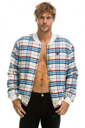 Chaquetas Aviator Nation Plaid Varsity Hombre Montauk Plaid | 69AWHTFQJ