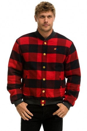 Chaquetas Aviator Nation Plaid Varsity Hombre Buffalo Plaid | 70SAEVLWB