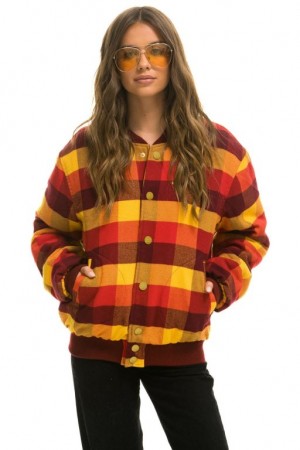 Chaquetas Aviator Nation Plaid Varsity Mujer Surfy Plaid | 09WDHKTSF