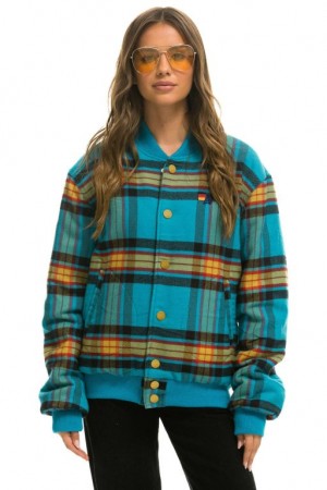 Chaquetas Aviator Nation Plaid Varsity Mujer Jackson Plaid | 10AQBUOWP