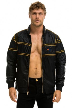 Chaquetas Aviator Nation Racer Hombre Black | 65AYWUZDR