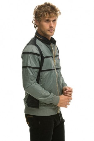 Chaquetas Aviator Nation Racer Hombre Grey | 64ZBTCUAF