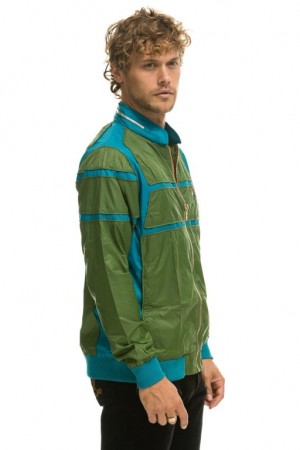 Chaquetas Aviator Nation Racer Hombre Green | 64ZERGWIQ