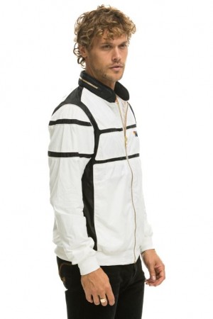 Chaquetas Aviator Nation Racer Hombre White | 64XQTDJZU