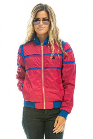 Chaquetas Aviator Nation Racer Mujer Pink | 12AQRUSTY