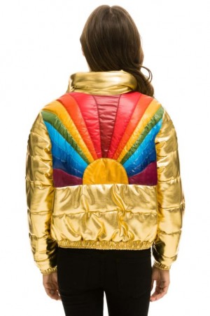 Chaquetas Aviator Nation Sunburst Apres Puffer Mujer Gold | 10VRNEDFW