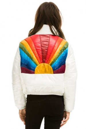 Chaquetas Aviator Nation Sunburst Apres Puffer Mujer White | 10YPVNUQT