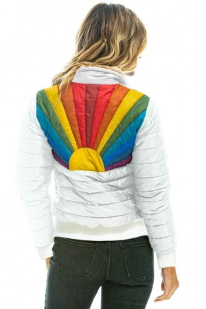 Chaquetas Aviator Nation Sunburst Mujer White | 10PDZAGYK