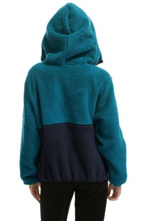 Chaquetas Aviator Nation Teddy Hooded Half Zip Color Block Hombre Capri | 68RGJEFDH